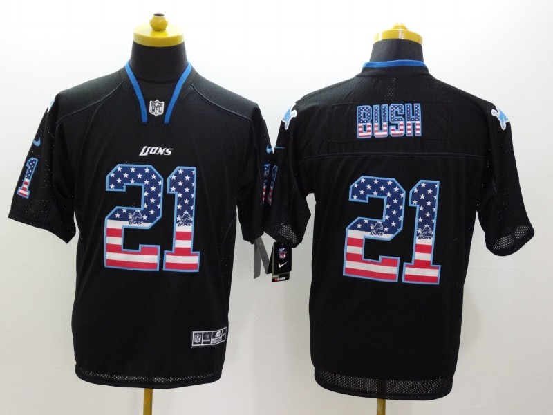 Men's Detroit Lions Reggie Bush #21 Black Jersey